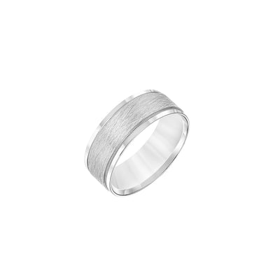 8mm Wire Finish and Milgrain Men's Wedding Band - Private Label product
