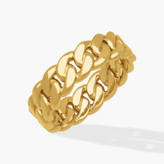 Cuban Link 7mm Wedding Band in 14K Yellow Gold