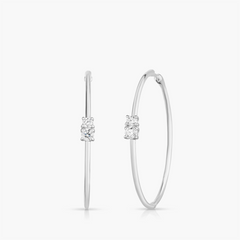 Roberto Coin Large Floating Perfect Diamond Hoop Earrings