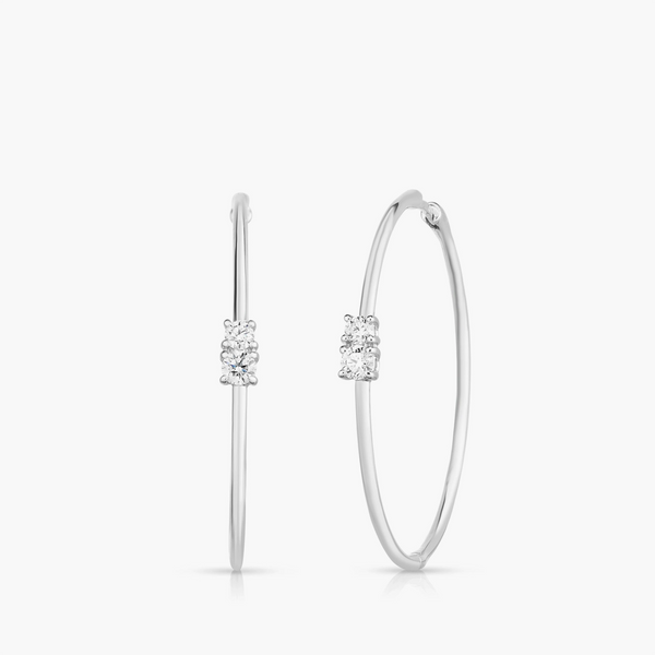 Roberto Coin Large Floating Perfect Diamond Hoop Earrings