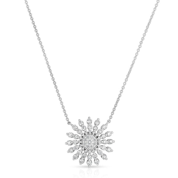 Roberto Coin Tiny Treasures White Gold Diamond Sunburst Pendant Necklace