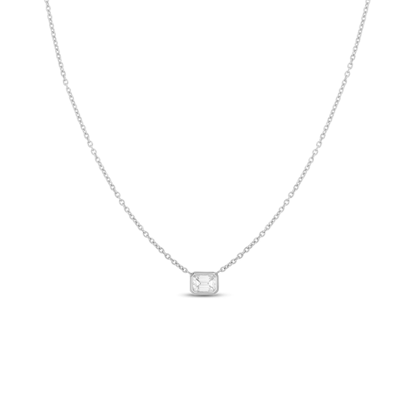 Roberto Coin East-West Emerald Cut Diamond Bezel Necklace