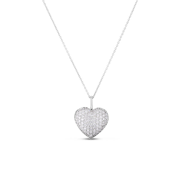 Roberto Coin TIny Treasures Puffed Diamond Heart Necklace