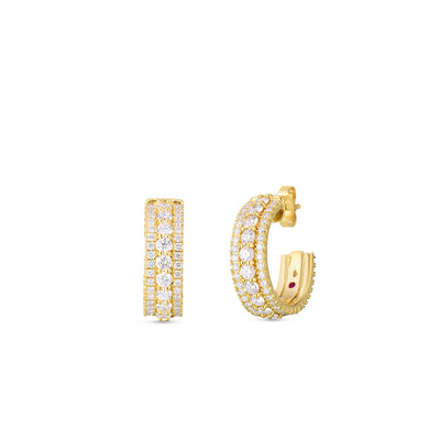 Roberto Coin Siena 3 Row Diamond Hoop Earrings - Roberto Coin product