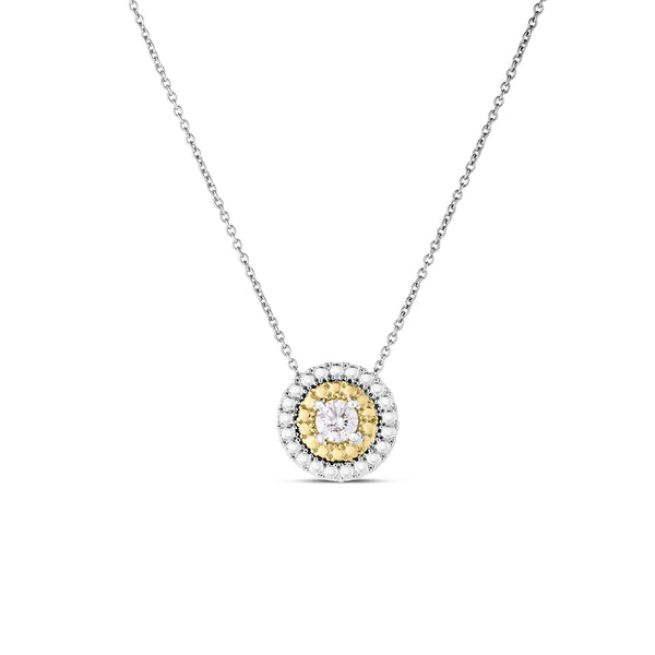 Roberto Coin Siena Large Diamond Dot White and Yellow Necklace