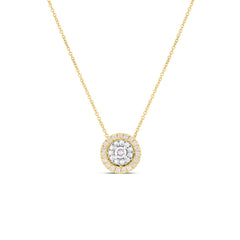Roberto Coin Siena Small Pave Dot Necklace in Yellow and White Gold