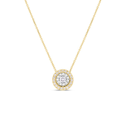 Roberto Coin Siena Small Pave Dot Necklace in Yellow and White Gold - Roberto Coin product