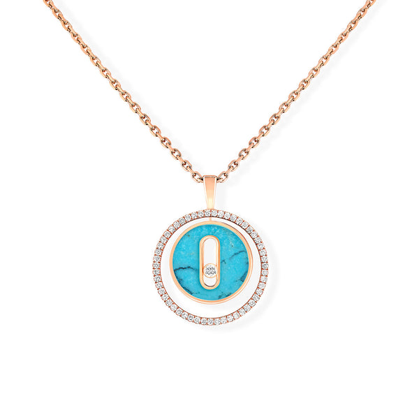 Messika Lucky Move Small Rose Gold and Turquoise Necklace with