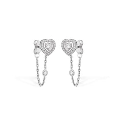 Messika Joy Coeur Diamond Heart Chain Earrings