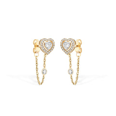 Messika Joy Coeur Diamond Heart Chain Earrings