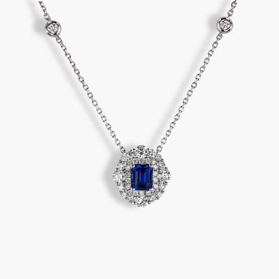 Blue Sapphire Bezel Pendant Necklace - Private Label product