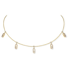 Messika Move Uno Pavé Drop Pendant Choker Gold Diamond Necklace