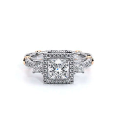 Verragio Parisian Three Stone Princess Cut Halo Engagement Ring Setting