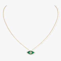 Messika Lucky Eye Color Malachite Necklace in Yellow Gold