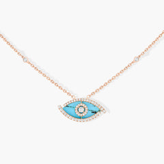 Messika Lucky Eye Color Turquoise Necklace in Rose Gold