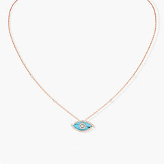 Messika Lucky Eye Color Turquoise Necklace in Rose Gold