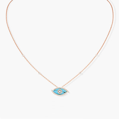 Messika Lucky Eye Color Turquoise Necklace in Rose Gold - Messika product