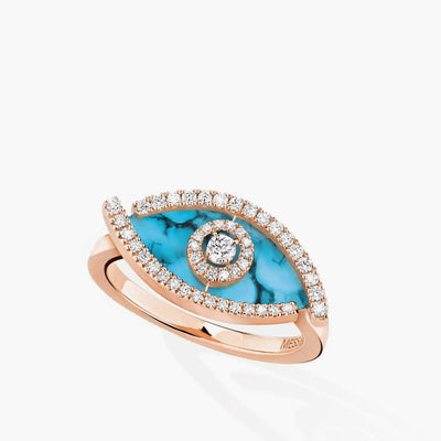 Messika Lucky Eye Color Turquoise Ring in Rose Gold - Messika product