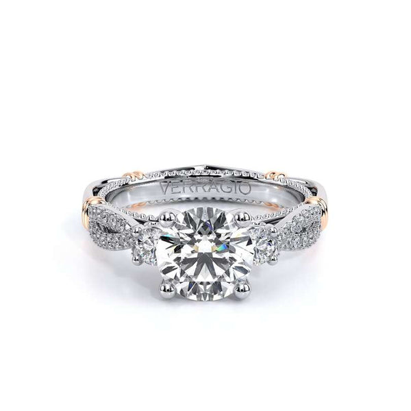Verragio Parisian Round Three Stone Engagement Ring Setting in White Gold