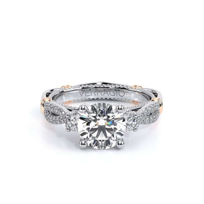 Verragio Parisian Round Three Stone Engagement Ring Setting in White Gold - Verragio product