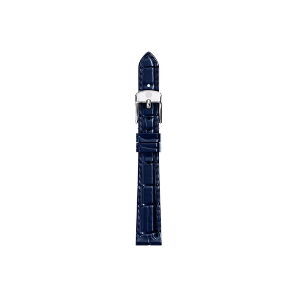 Michele 12mm Glossy Atlas Blue Crocodile Leather Watch Strap