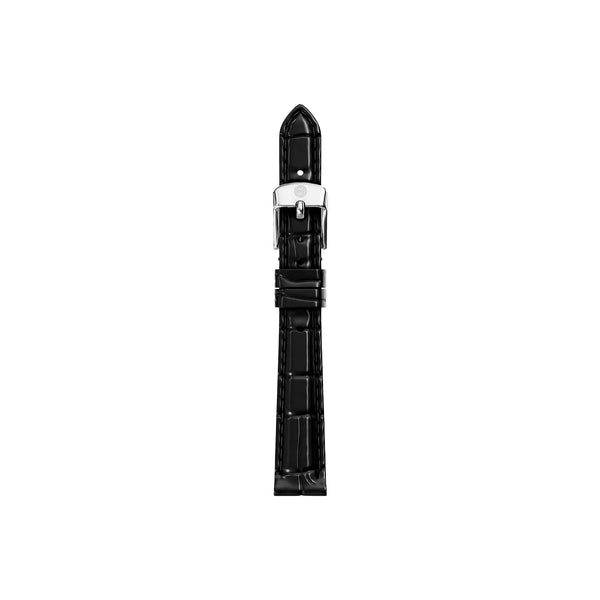 Michele 12mm Glossy Black Crocodile Watch Strap