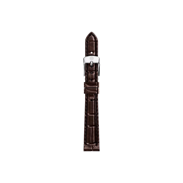 Michele 12mm Glossy Brown Crocodile Watch Strap
