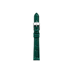 Michele 12mm Glossy Lush Green Crocodile Leather Watch Strap