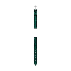 Michele 12mm Glossy Lush Green Crocodile Leather Watch Strap