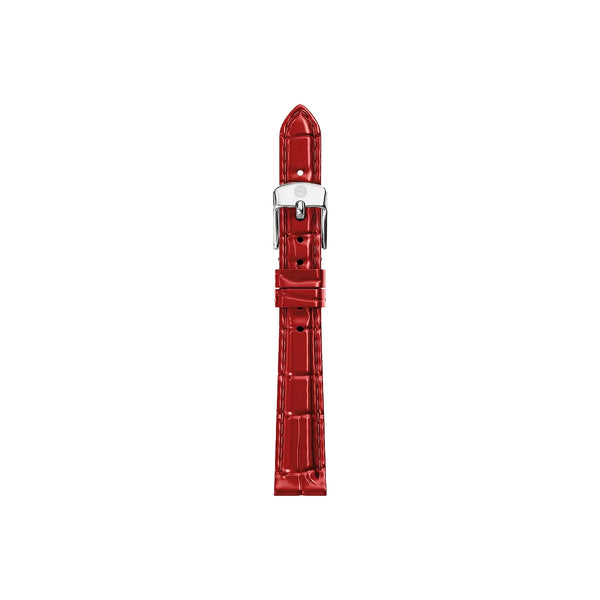 Michele 12mm Glossy Red Crocodile Leather Watch Strap
