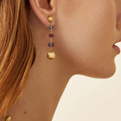 Marco Bicego Africa Color Yellow Gold Mixed Gemstone Drop Earrings