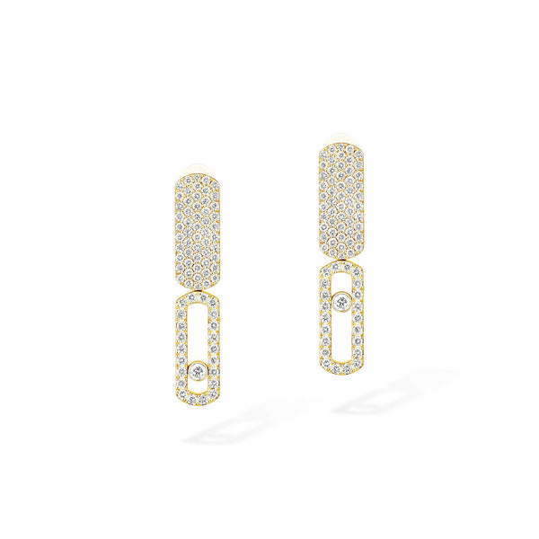 Messika Imperial Move Small Pave Diamond Earrings in Yellow Gold