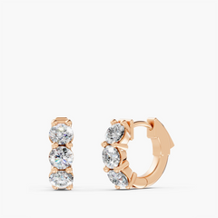 OM Hoop Earrings, 2 Carat Lab Grown Diamond in 14k Rose Gold