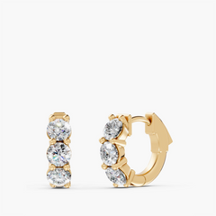 OM Hoop Earrings, 2 Carat Lab Grown Diamond in 14k Yellow Gold