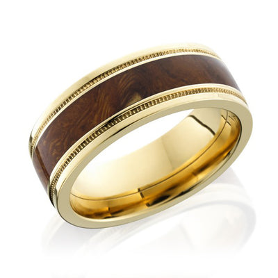 Lashbrook Yellow Gold 8mm Desert Ironwood Inlay Flat Band - Lashbrook product