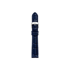 Michele 14mm Glossy Atlas Blue Crocodile Leather Watch Strap