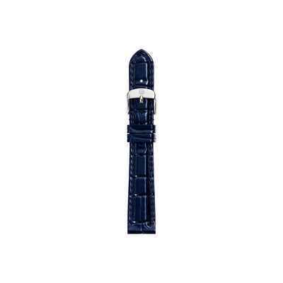 Michele 14mm Glossy Atlas Blue Crocodile Leather Watch Strap - Michele product