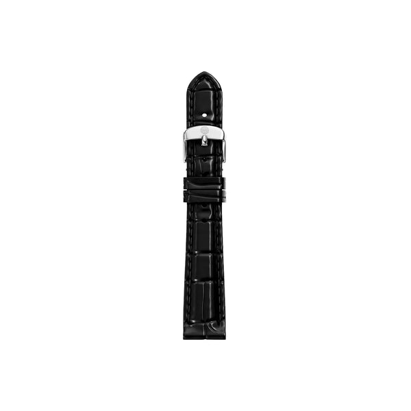 Michele 14mm Glossy Black Crocodile Watch Strap