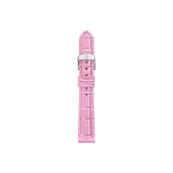 Michele 14mm Glossy Pop Pink Crocodile Leather Watch Strap