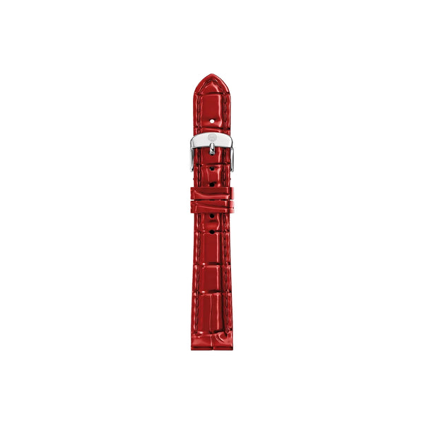 Michele 14mm Glossy Red Crocodile Leather Watch Strap