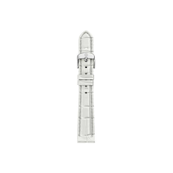 Michele 14mm Glossy White Crocodile Watch Strap