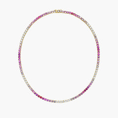 15 Carat Diamond & Sapphire Tennis Necklace in 18K Yellow Gold