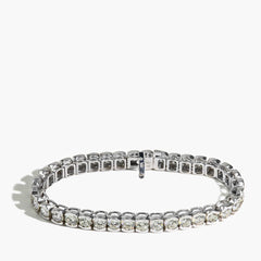 15 Carat Half Bezel Set Tennis Bracelet in 18k White Gold