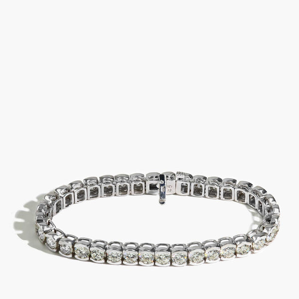15 Carat Half Bezel Set Tennis Bracelet in 18k White Gold
