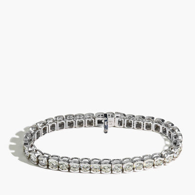 15 Carat Half Bezel Set Tennis Bracelet in 18k White Gold - Private Label product