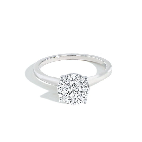 Diamond Cluster Engagement Ring 0.50ctw in 14k White Gold
