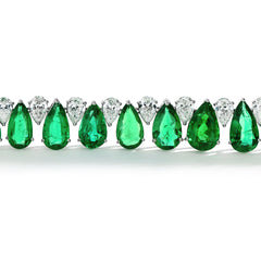Zambian Emerald and Diamond Pear-Shaped Necklace
