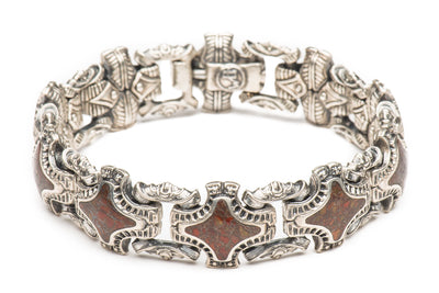 William Henry Bishop Inlaid Red Fossil Sterling Silver Link Bracelet - William Henry product