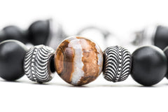 William Henry Ice Age Frosted Black Onyx Beaded Bracelet