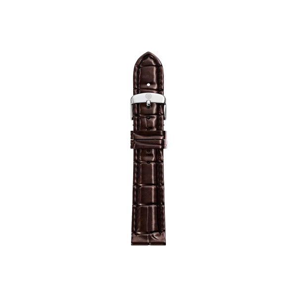 Michele 16mm Glossy Brown Crocodile Watch Strap